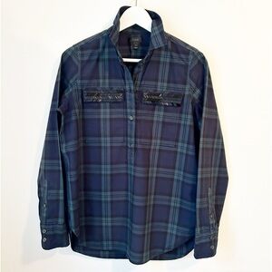 J.‎ Crew Blackwatch Plaid Chevron beaded popover shirt - Size 2